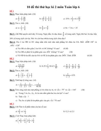 Bộ 10 đề thi thử học kì 2 môn Toán Lớp 6