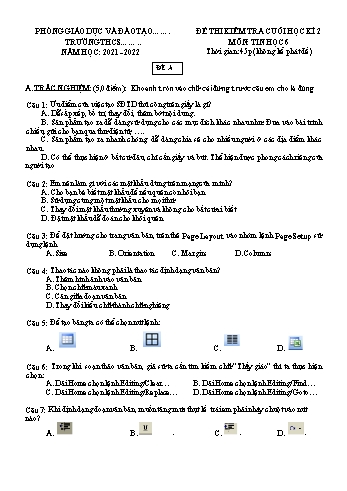 Bộ 2 đề kiểm tra cuối học kì 2 môn Tin học Lớp 6 Sách Cánh diều - Năm học 2021-2022 (Có đáp án)