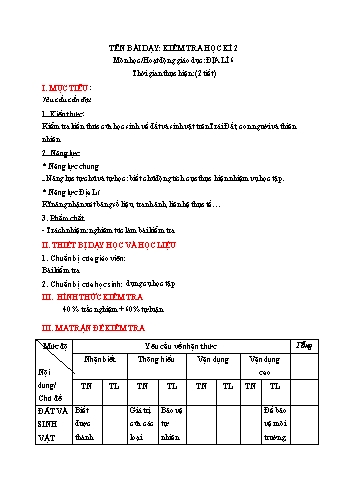 Đề kiểm tra học kì 2 môn Địa lí Lớp 6 Sách Kết nối tri thức (Kèm hướng dẫn chấm)