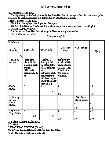 Đề kiểm tra học kì II môn Ngữ văn Lớp 6 Sách Kết nối tri thức với cuộc sống - Năm học 2021-2022 - Đề 2, 3 (Có đáp án)