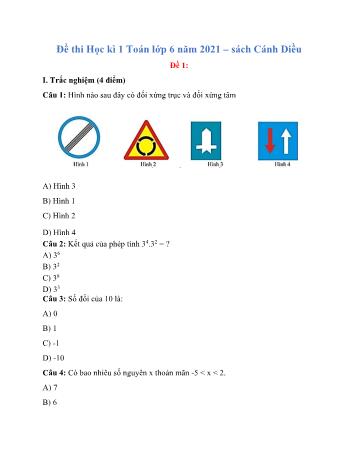 Đề thi học kì 1 môn Toán Lớp 6 Sách Cánh diều - Năm học 2021-2022