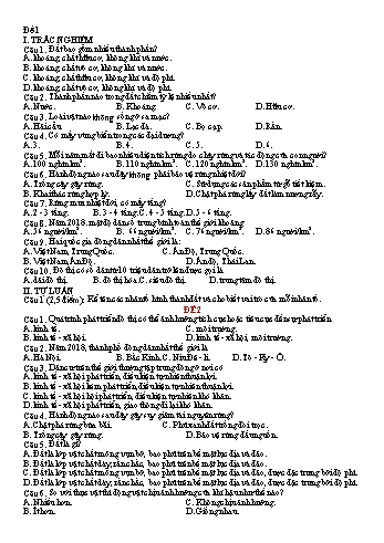 Đề thi học kì 2 môn Địa lí Lớp 6 Sách Kết nối tri thức (Có đáp án)