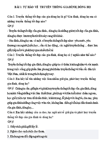 Đề cương ôn tập học kì 1 môn Giáo dục công dân 6 Sách Chân trời sáng tạo (Có đáp án)