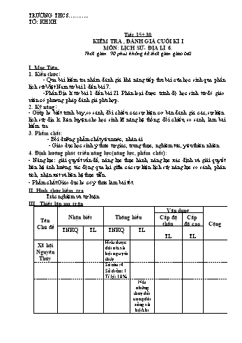 Đề kiểm tra, đánh giá cuối kì I môn Lịch sử và Địa lí Lớp 6 Sách Kết nối tri thức (Có đáp án)