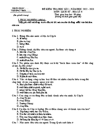 Đề kiểm tra học kì I môn Lịch sử và Địa lí Lớp 6 Sách Cánh diều - Năm học 2022-2023 - Đề 2 (Có đáp án)
