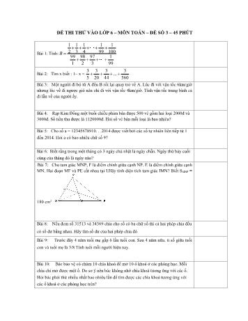 Đề thi thử vào Lớp 6 môn Toán - Đề số 3