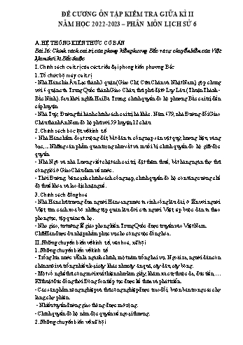 Đề cương ôn tập kiểm tra giữa học kì II môn Lịch sử và Địa lí Lớp 6 Sách Chân trời sáng tạo - Phân môn Lịch sử