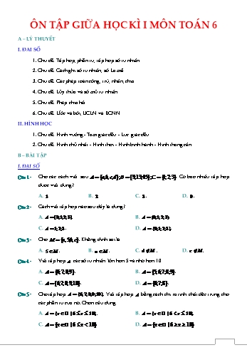 Đề cương ôn tập giữa học kì 2 môn Toán học Lớp 6