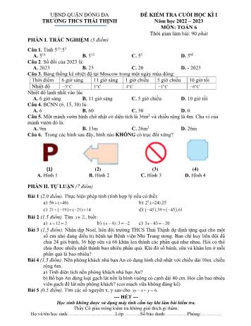 Đề kiểm tra cuối học kì I môn Toán học Lớp 6 - Năm học 2022-2023 - Trường THCS Thái Thịnh (Có đáp án)