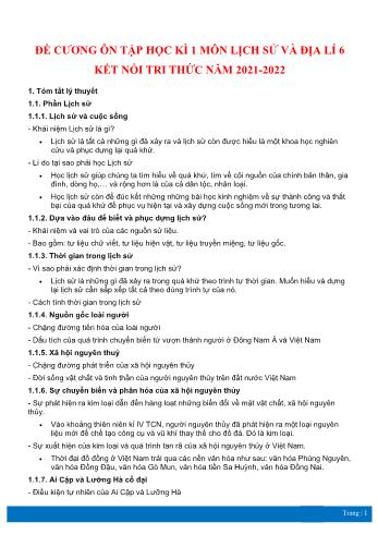 Đề cương ôn tập học kì 1 môn Lịch sử và Địa lí Lớp 6 Sách Kết nối tri thức - Năm học 2021-2022 (Có đáp án)