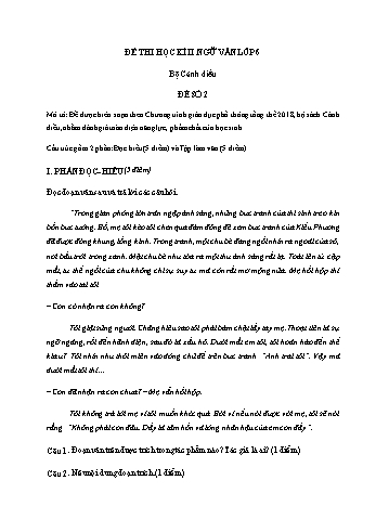 Đề thi học kì II môn Ngữ văn Lớp 6 Sách Cánh diều - Đề số 2 (Có đáp án)