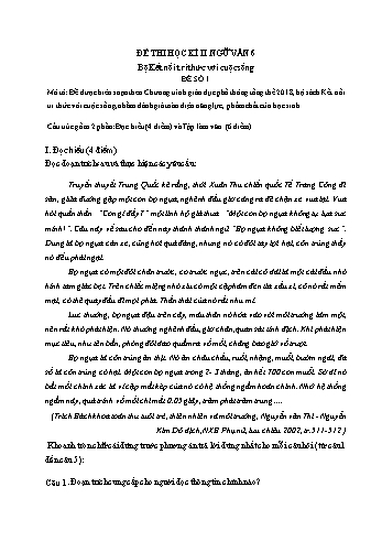 Đề thi học kì II môn Ngữ văn Lớp 6 Sách Kết nối tri thức với cuộc sống - Đề số 1 (Có đáp án)