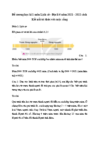 Đề cương ôn tập học kì Lịch sử và Địa lí Lớp 6 Sách Kết nối tri thức với cuộc sống