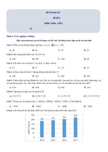 Đề thi học kì 1 Toán Lớp 6 Sách Chân trời sáng tạo - Đề số 3 (Có hướng dẫn giải chi tiết)