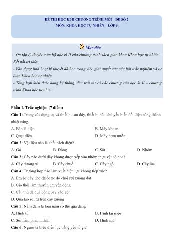 Đề thi học kì 2 Khoa học tự nhiên Lớp 6 Sách Kết nối tri thức - Đề số 2 (Có lời giải chi tiết)