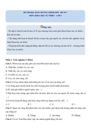 Đề thi học kì 2 Khoa học tự nhiên Lớp 6 Sách Kết nối tri thức - Đề số 7 (Có lời giải chi tiết)