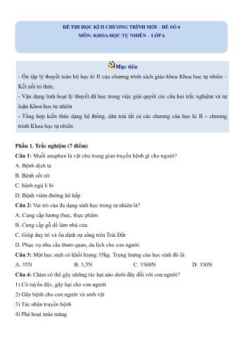 Đề thi học kì 2 Khoa học tự nhiên Lớp 6 Sách Kết nối tri thức - Đề số 6 (Có lời giải chi tiết)
