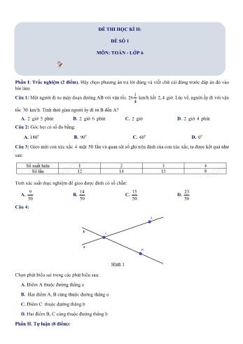 Đề thi học kì 2 Toán Lớp 6 Sách Cánh diều - Đề số 1 (Có hướng dẫn giải chi tiết)