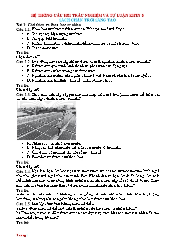 Hệ thống câu hỏi trắc nghiệm và tự luận Khoa học tự nhiên Lớp 6 Sách Chân trời sáng tạo