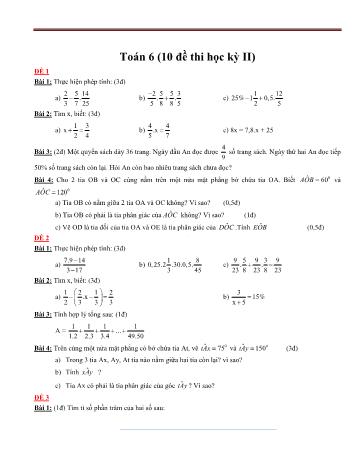 10 Đề thi học kì 2 Toán Lớp 6