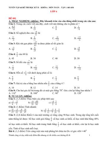 66 Đề thi học kì 1 Toán Lớp 6 (Có đáp án)