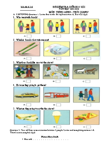 Đề kiểm tra giữa học kì 1 Tiếng Anh Lớp 6 (Sách Kết nối tri thức) - Mã đề 616 - Năm học 2022-2023 (Có hướng dẫn chấm)