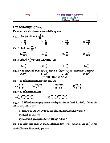Đề thi thử học kì 2 Toán Lớp 6 - Đề 6