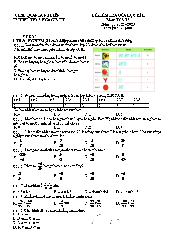 Đề kiểm tra giữa học kì II môn Toán Lớp 6 - Năm học 2022-2023 - Nguyễn Lệ Hằng (Có đáp án)