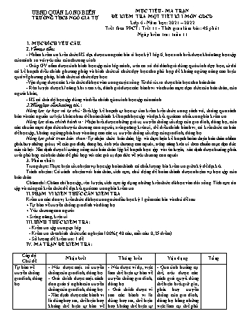 Đề kiểm tra giữa kì I môn Giáo dục công dân Lớp 6 - Năm học 2021-2022 - Trịnh Thị Mai Linh (Có đáp án)