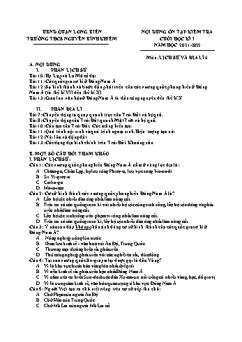Đề cương ôn tập kiểm tra cuối học kì I môn Lịch sử và Địa lí Lớp 6 - Năm học 2021-2022 - Đặng Thị Lan