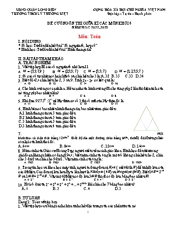 Đề cương ôn thi giữa kì I các môn Lớp 6 - Năm học 2022-2023 - Trường THCS Lý Thường Kiệt