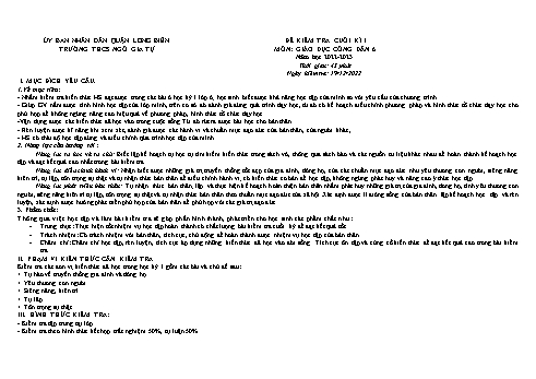 Đề kiểm tra cuối kì I môn Giáo dục công dân Lớp 6 - Năm học 2022-2023 - Trường THCS Ngô Gia Tự